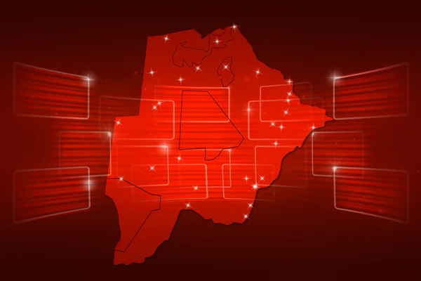 Mapa Botswana mapę świata wiadomości komunikat czerwony — Zdjęcie stockowe