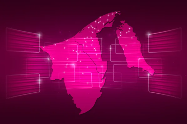 Mapa Brunej mapa světa Novinky komunikace růžová — Stock fotografie