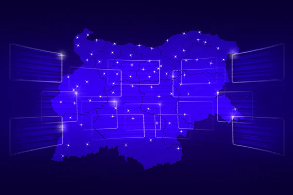 Mapa świata mapa Bułgarii wiadomości komunikat niebieski — Zdjęcie stockowe