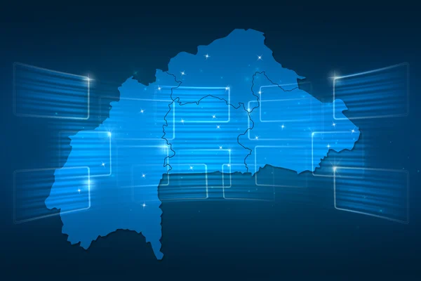 ブルキナファソ地図世界地図ニュース通信ブルー — ストック写真