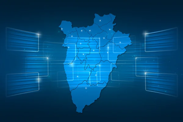Mapa Burundi mapa světa Novinky komunikace modré — Stock fotografie