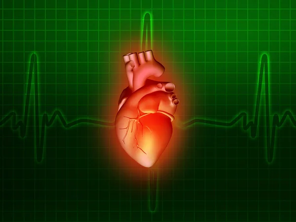 Choroby serca anatomia ilustracja zielony — Zdjęcie stockowe