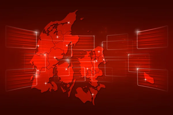 Mapa Dinamarca Mapa del mundo Noticias Comunicación rojo —  Fotos de Stock