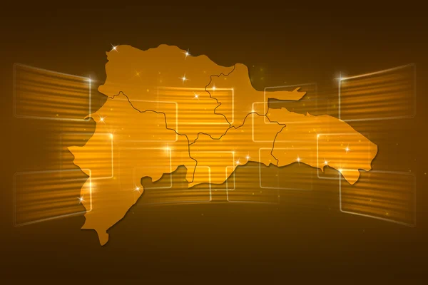 Mappa della Repubblica Dominicana Mappa del mondo Notizie Comunicazione giallo oro — Foto Stock