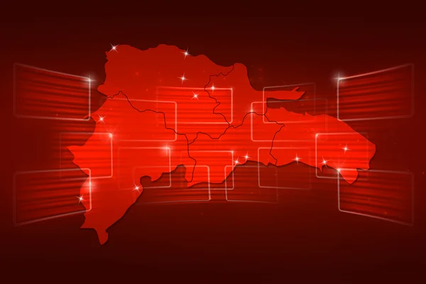 Dominikánská republika mapa světa mapa Novinky komunikace červená — Stock fotografie