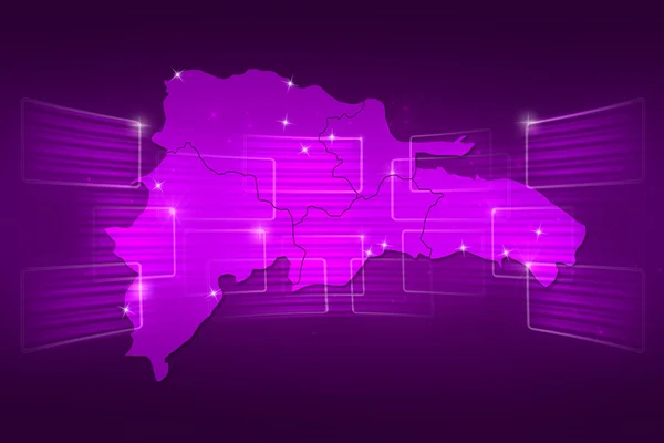 Dominikánská republika mapa světa mapa Novinky komunikace fialová — Stock fotografie