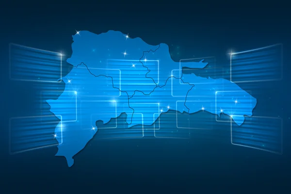 Dominikanische Republik Karte Weltkarte Nachrichten Kommunikation blau — Stockfoto