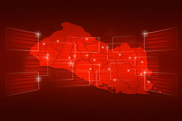 Mapa de El Salvador Mapa del mundo Noticias Comunicación rojo —  Fotos de Stock