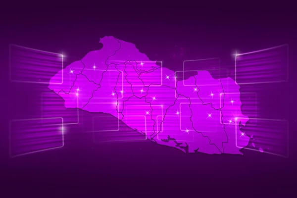 Mapa de El Salvador Mapa del mundo Noticias Comunicación púrpura —  Fotos de Stock