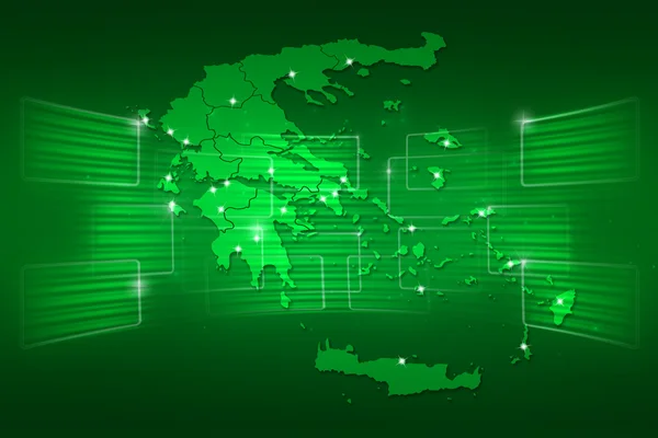 Mappa Grecia Mappa del mondo Notizie Comunicazione verde — Foto Stock
