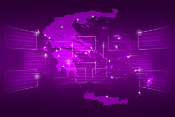 Grèce Carte du monde Actualités Communication violet — Photo