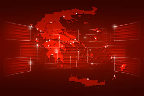 Grecia Mapa del mundo Noticias Comunicación rojo —  Fotos de Stock