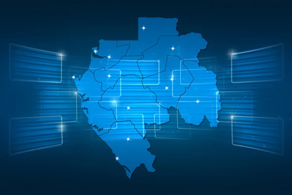 Gabon karta världen karta nyheter kommunikation blå — Stockfoto