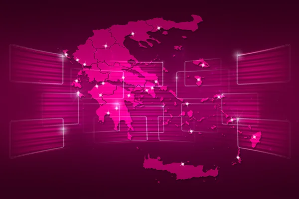 Yunanistan harita Dünya Haritası haber iletişim pembe — Stok fotoğraf
