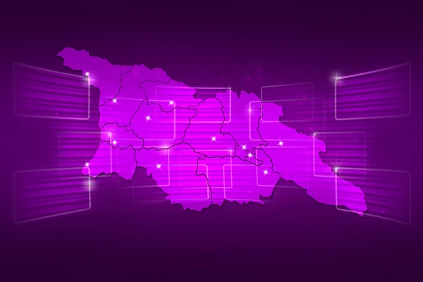 Mapa de Georgia Mapa del mundo Noticias Comunicación púrpura —  Fotos de Stock