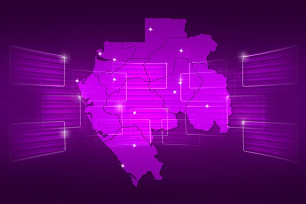 Gabon Map World map News Communication purple — Stock Photo, Image