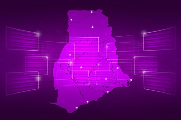 Ghana Mapa del mundo Noticias Comunicación púrpura —  Fotos de Stock