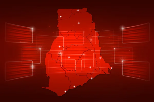 Ghana karta världen karta nyheter kommunikation röd — Stockfoto