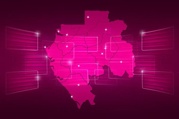 Gabon Map World map News Communication pink — Stock Photo, Image