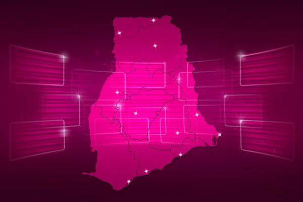 Ghána megjelenítése World map Hírek kommunikációs rózsaszín — Stock Fotó