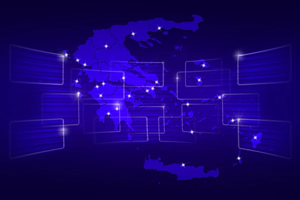 Mapa Řecko mapa světa Novinky komunikace modré — Stock fotografie