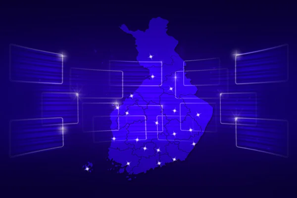 Mapa Finska mapa světa Novinky komunikace modré — Stock fotografie