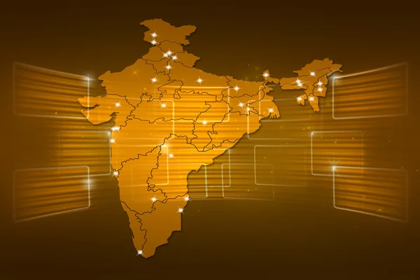 India Map World map News Communication yellow gold — Stock Photo, Image