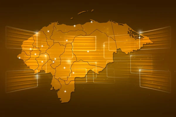 Mapa Honduras mapa světa Novinky komunikace žluté zlato — Stock fotografie
