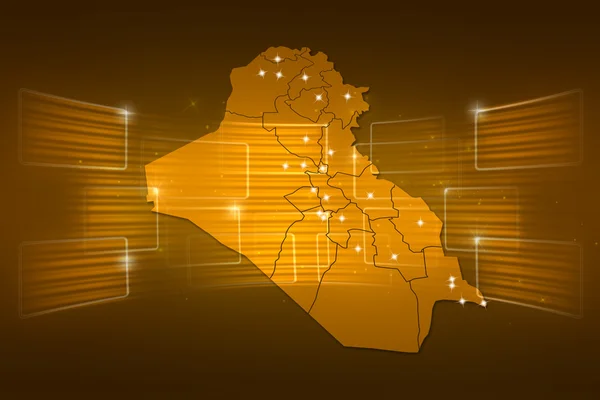 伊拉克地图世界地图新闻传播黄色金 — 图库照片