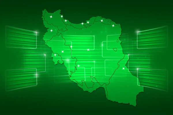 Mapa de Irán Mapa del mundo Noticias Comunicación verde —  Fotos de Stock