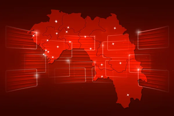 Mapa de Guinea Mapa del mundo Noticias Comunicación rojo —  Fotos de Stock