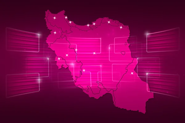 Mapa de Irán Mapa del mundo Noticias Comunicación rosa —  Fotos de Stock