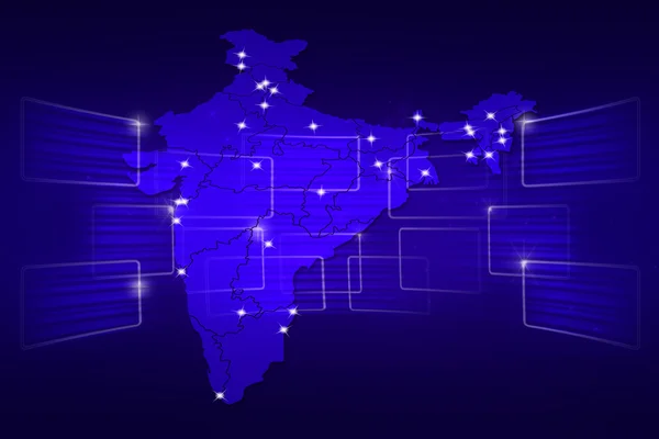 Mapa Indii mapę świata wiadomości komunikat niebieski — Zdjęcie stockowe