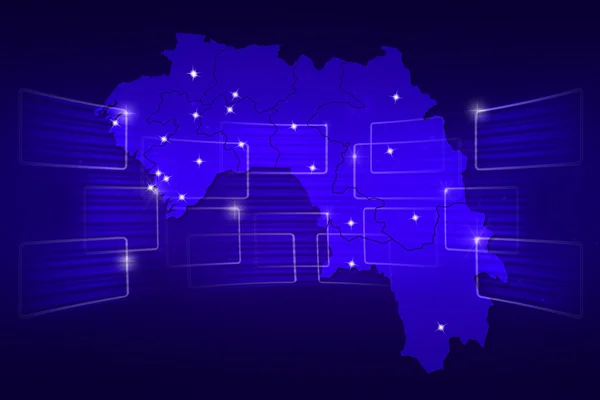 Mapa de Guinea Mapa del mundo Noticias Comunicación azul —  Fotos de Stock