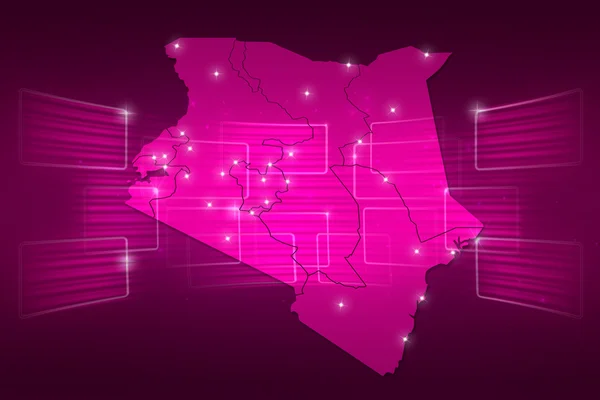 ケニア地図世界地図ニュース通信ピンク — ストック写真