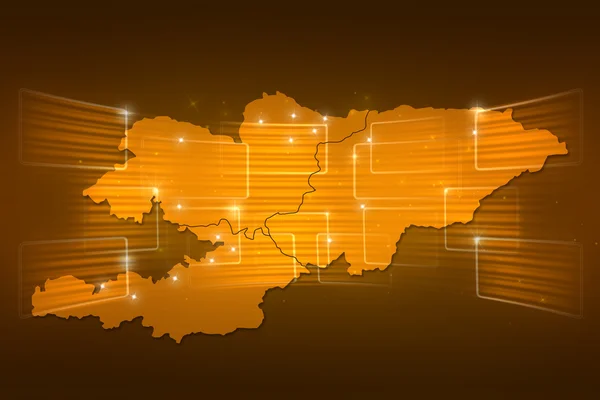 Mapa do Quirguistão Mapa do mundo Notícias Comunicação ouro amarelo — Fotografia de Stock