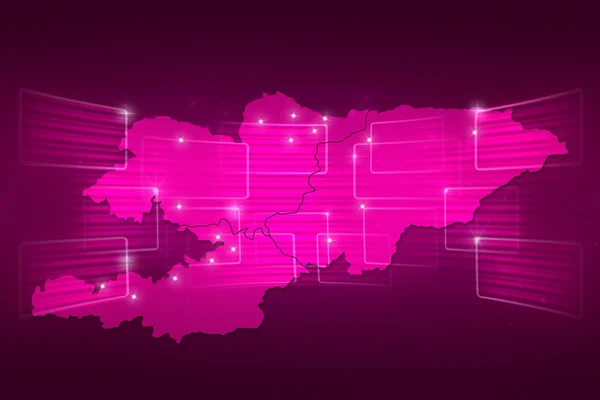 Kyrgyzstan Map World map News Communication pink — Stock Photo, Image