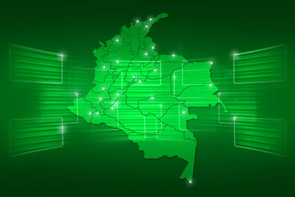 Colombia karta världen karta nyheter kommunikation grön — Stockfoto