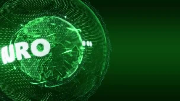 Notícias do mundo Euro moeda Intro Teaser verde — Vídeo de Stock