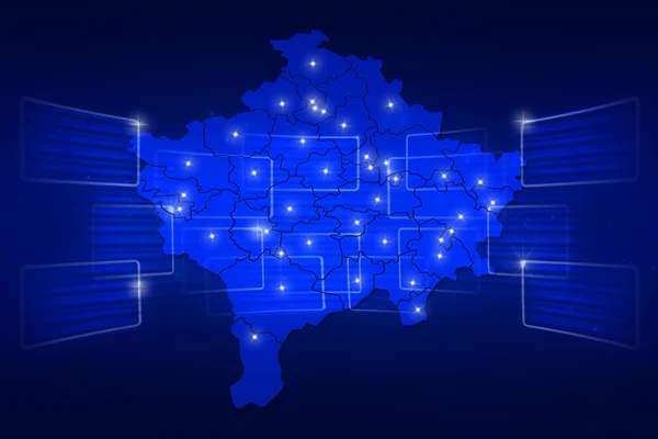 Kosovo karte weltkarte nachrichten kommunikation blau — Stockfoto