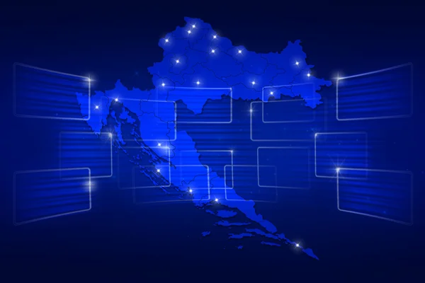 Mapa Chorwacja mapa świata wiadomości komunikat niebieski — Zdjęcie stockowe