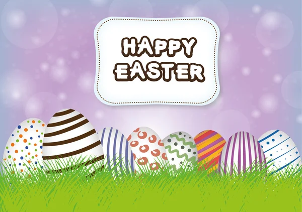 Happy Easter - Easter Eggs - grass - meadow — Stock Vector
