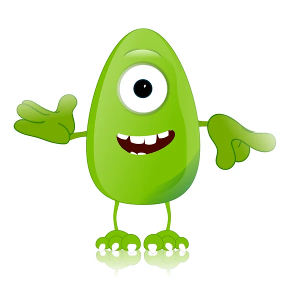 Green monster character expressions funny — Stock Photo, Image