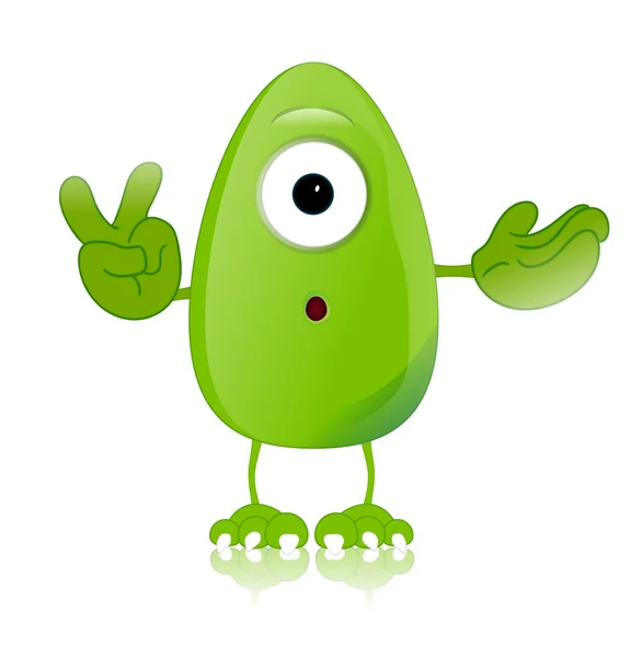 Green monster character expressions funny — Stock Photo, Image