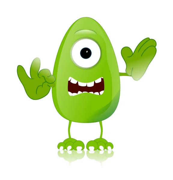 Green monster character expressions funny — Stock Photo, Image