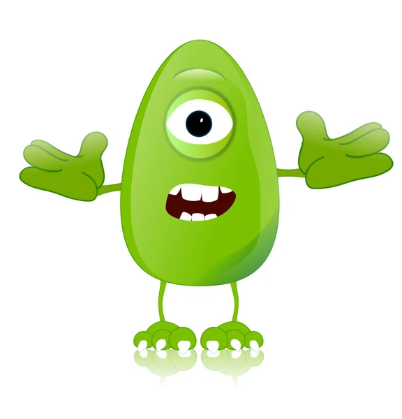 Zelené monstrum charakter výrazy legrační — Stock fotografie