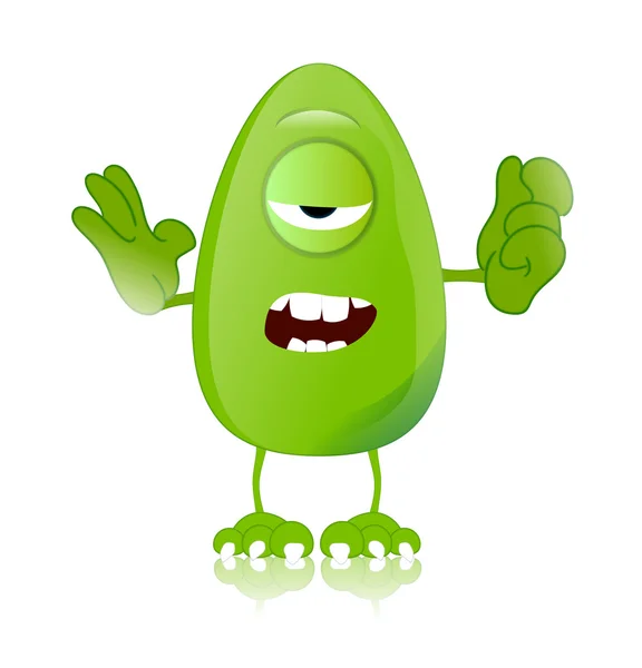 Green monster character expressions funny — Stock Photo, Image