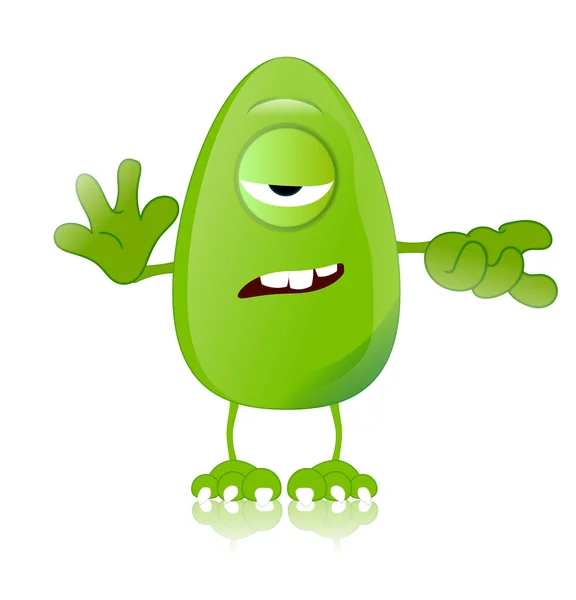 Verde monstro personagem expressões engraçadas — Fotografia de Stock