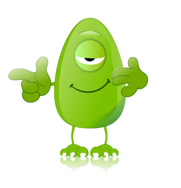 Zelené monstrum charakter výrazy legrační — Stock fotografie