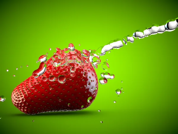 Fresa agua salpicadura fruta fresca y saludable verde —  Fotos de Stock